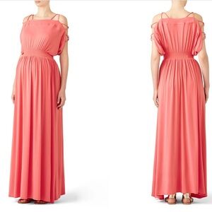 RTR Ingrid & Isabel Coral‎ Empire Waist Stretchy Off Shoulder Maxi Dress Sz S
